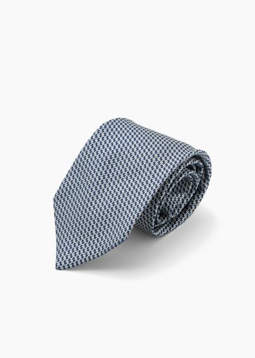 Navy blue and white silk tie
