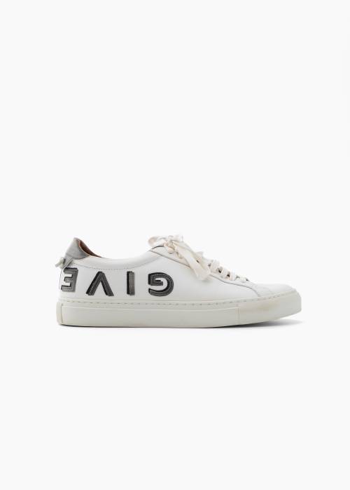 White and grey leather sneakers
