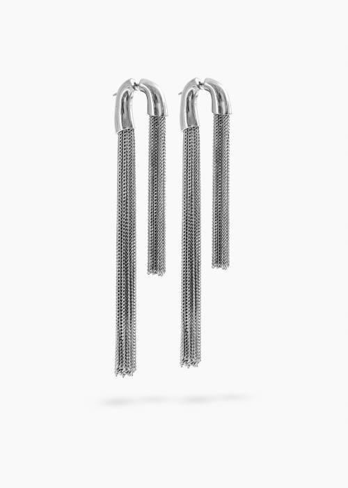 Silver-plated fringe earrings