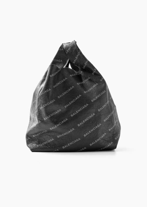 "Supermarket Shopper” bag in black leather