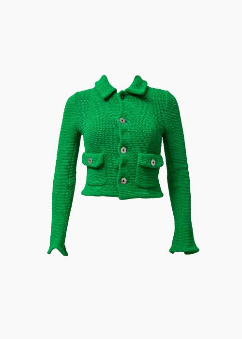 Short green openwork jacket
