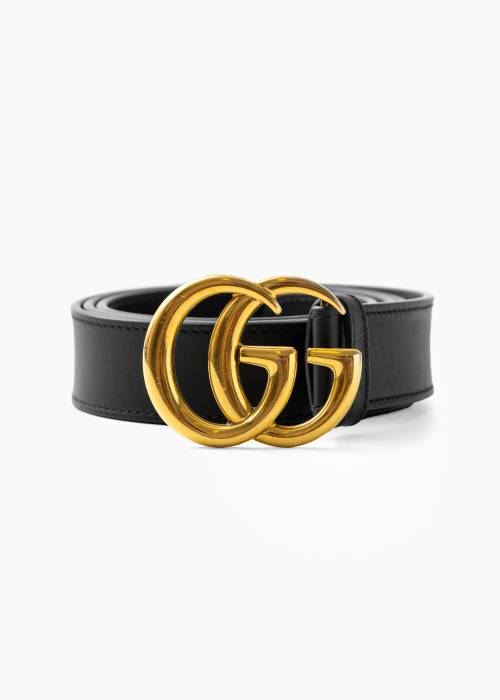 Ceinture Marmont 'GG' en cuir noir