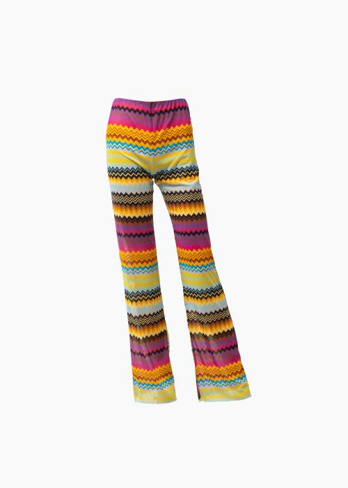 Pantalon en tulle à motif zigzag multicolore