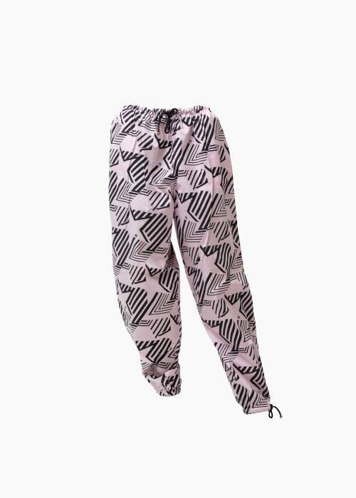 Loose-fitting pink and black pants