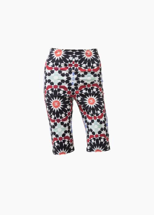 Short cycliste motif mosaïque multicolore