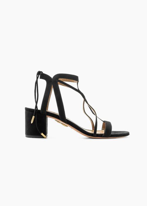 Beverly Hills lace-up sandals in black suede leather