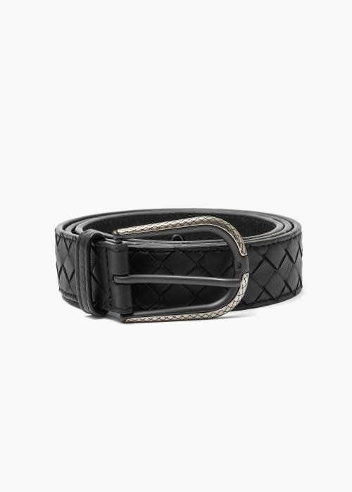 Intrecciato belt in woven leather