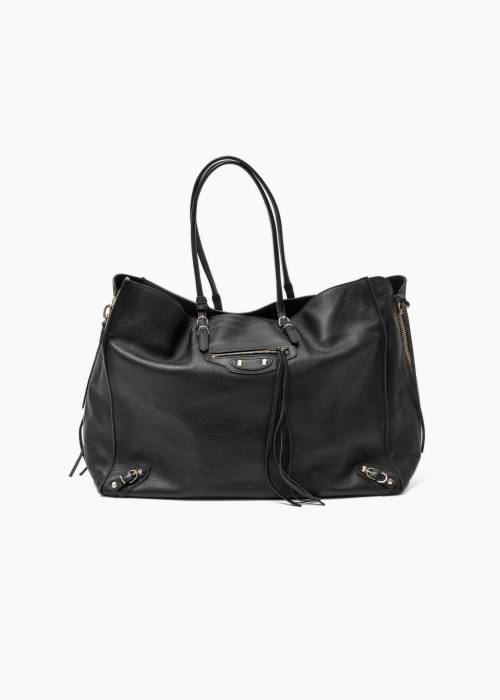 Sac Papier en cuir noir