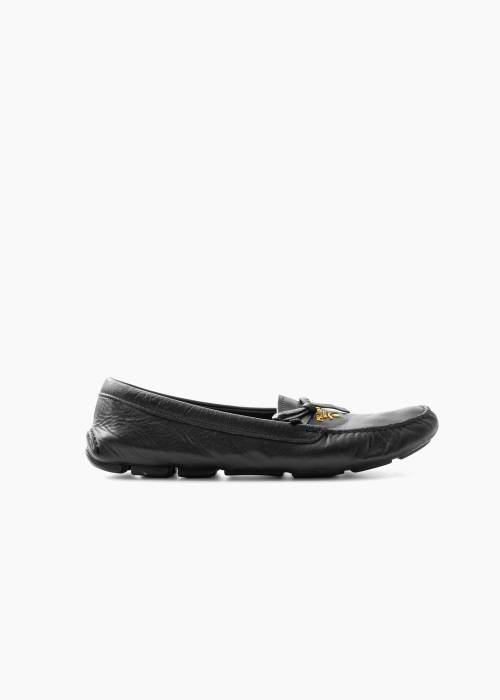 Black leather loafers