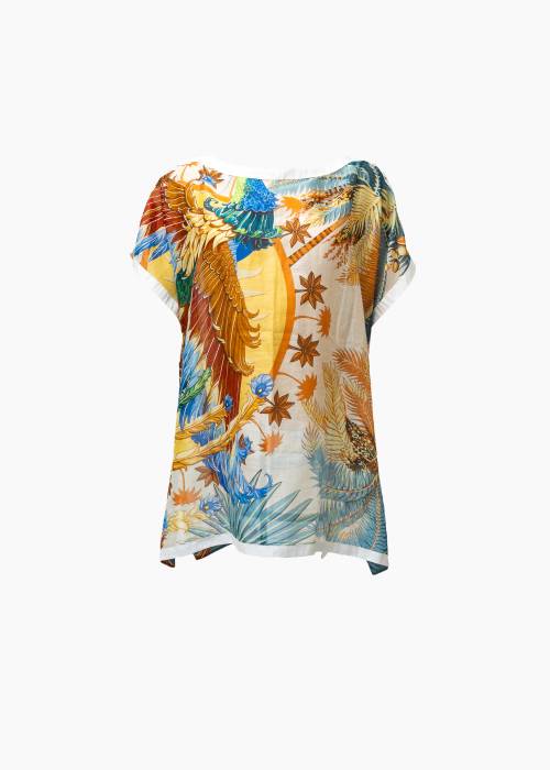 Loose-fitting multicolored beach top