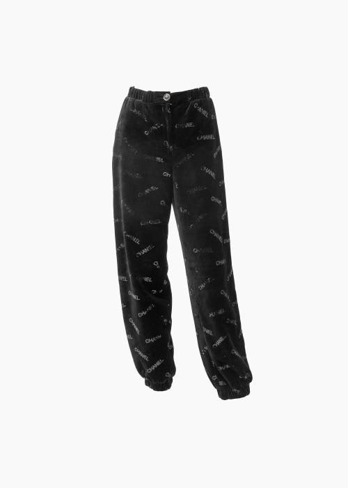 Black sequined velvet jogging suit