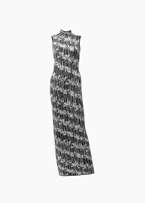 Black and grey jacquard dress