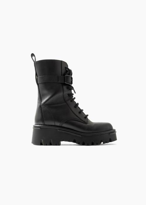 Bottines motard en cuir noir