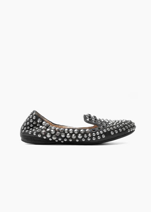 Black studded loafers