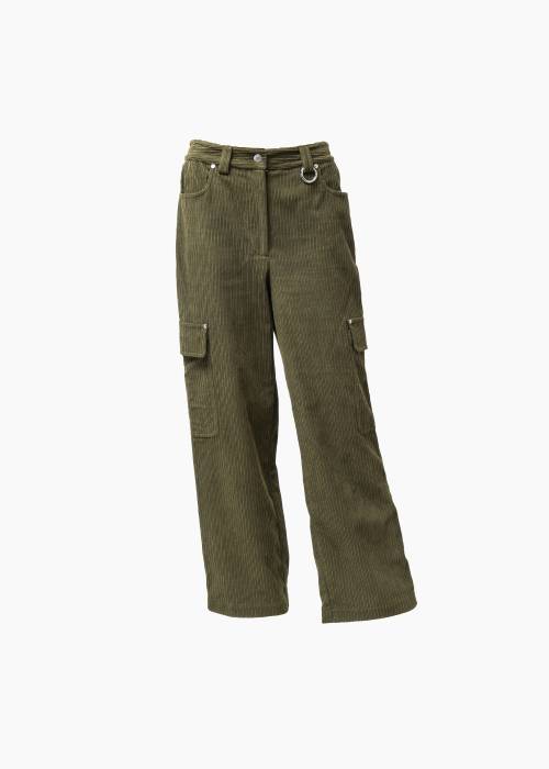 Pantalon cargo en velours côtelé kaki