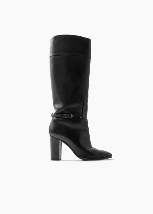 Bottes noires en cuir avec brides