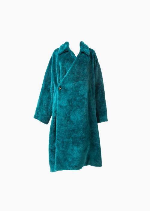 Green faux fur coat