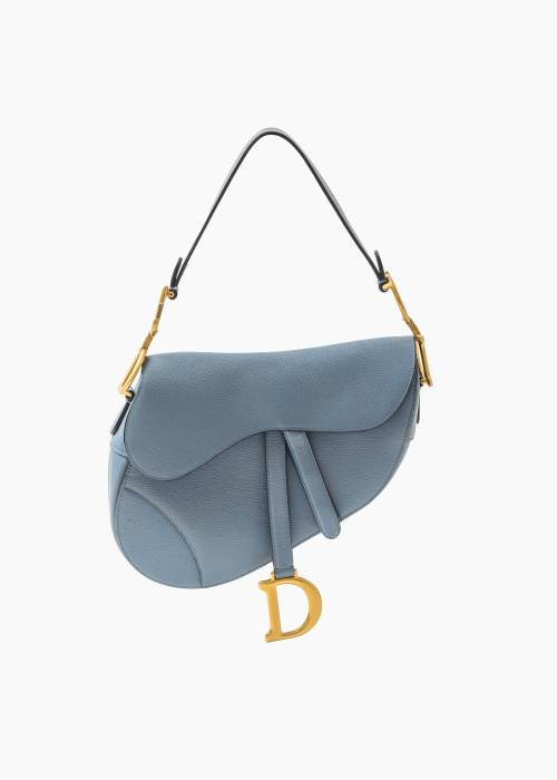 Blue Saddle bag in grained calf leather