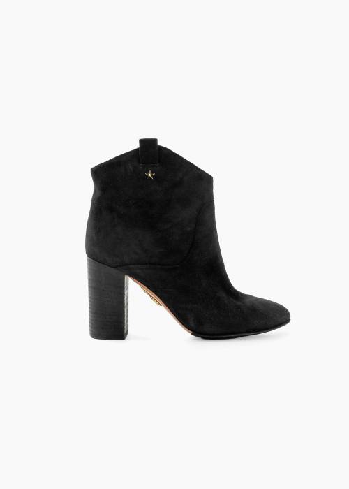 Black suede heeled boots