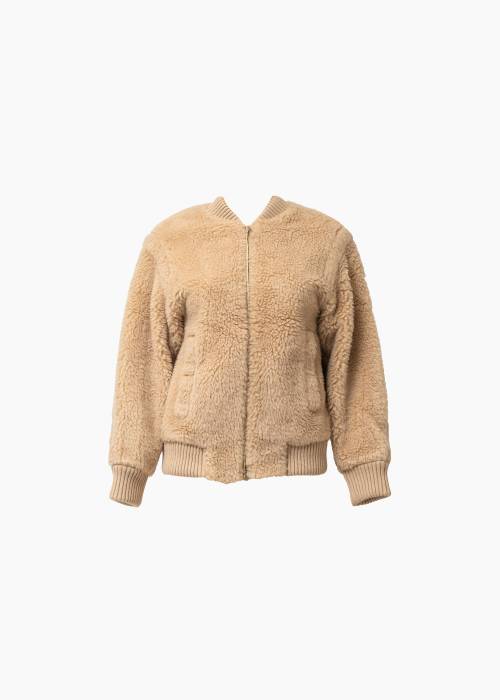 Oversized bomber jacket in wool and alpaca