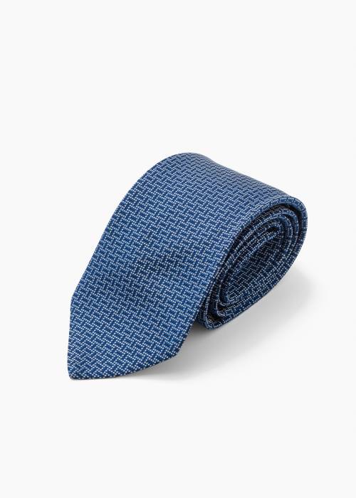 Navy blue and white rectangle tie