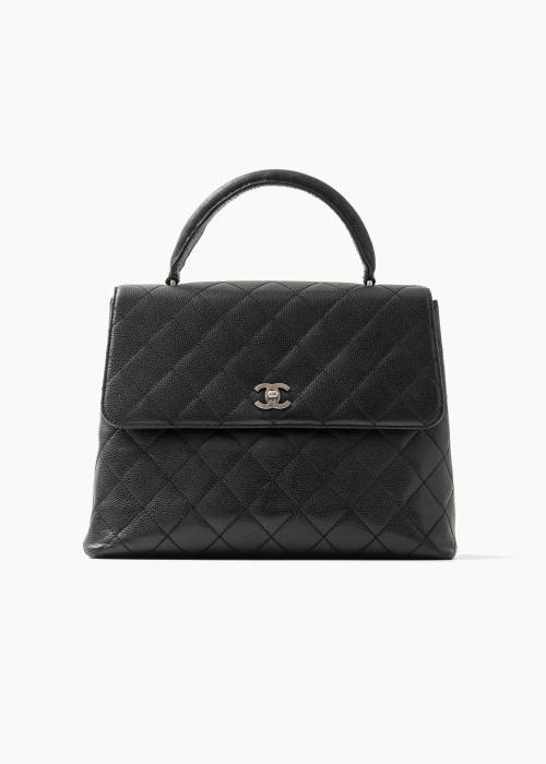 Sac à main Kelly en caviar noir