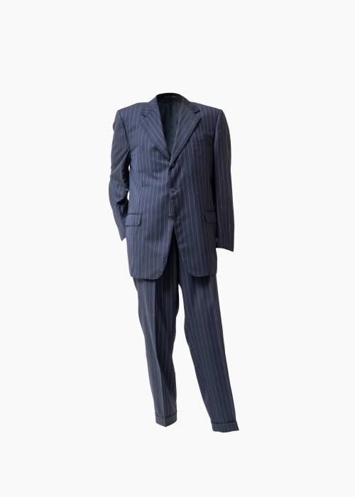 Navy blue pinstripe suit