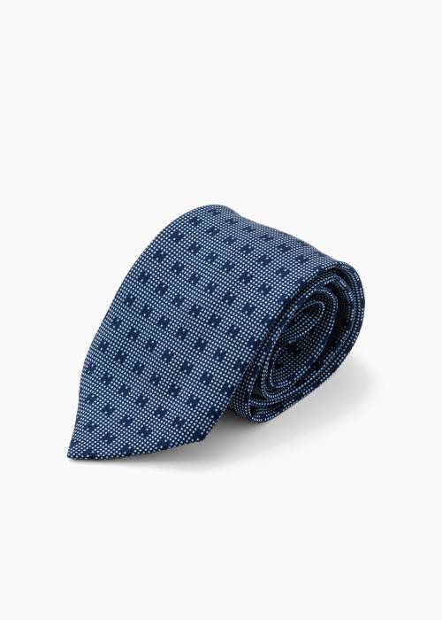 Navy blue H pattern tie