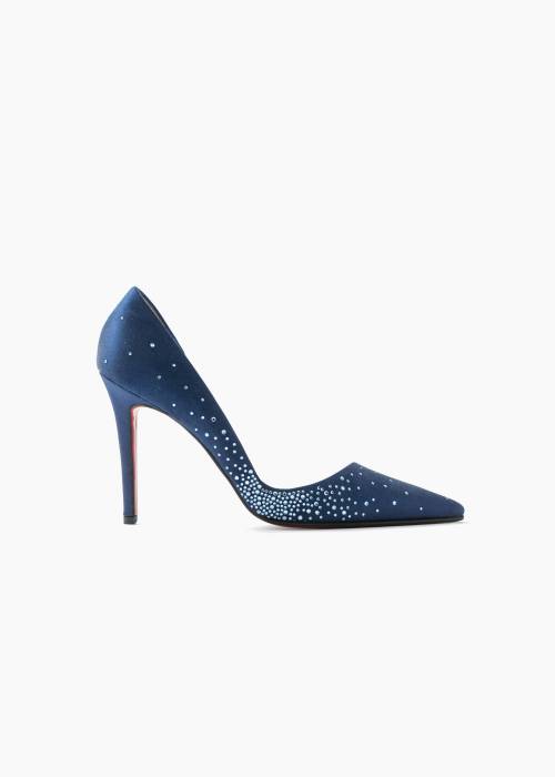 Navy blue satin pumps