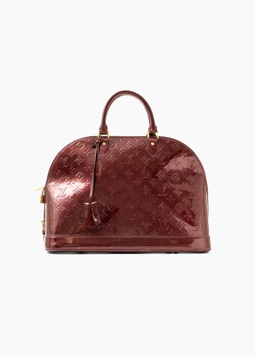 Alma bag in burgundy patent leather