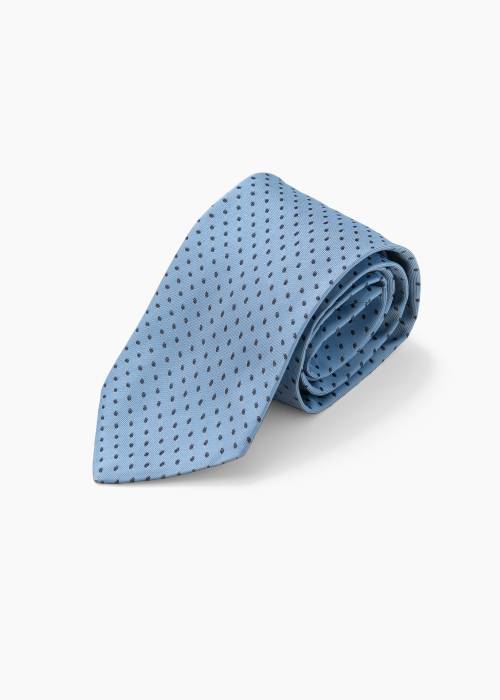 Navy and sky blue tie with polka dot detail