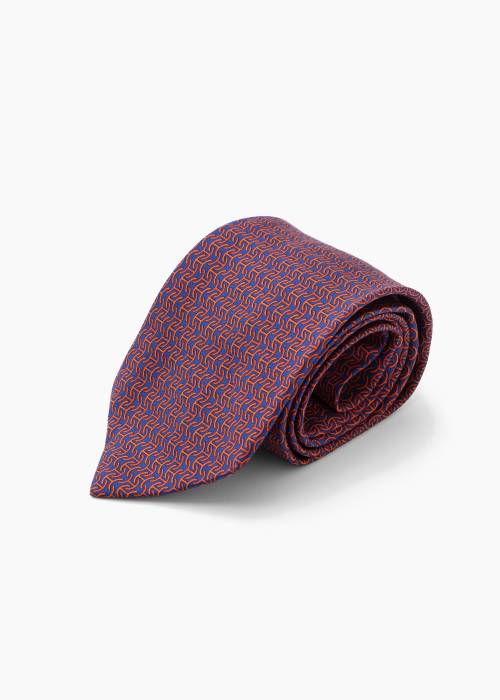 Navy blue and orange tie motif H