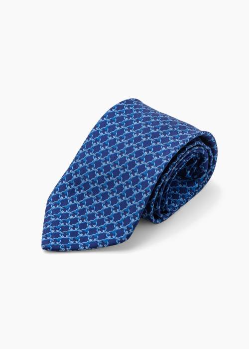 Blue tie with chain motif