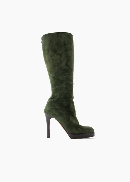 Bottes en daim vert olive