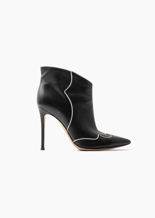 Bottines noires et blanches en cuir