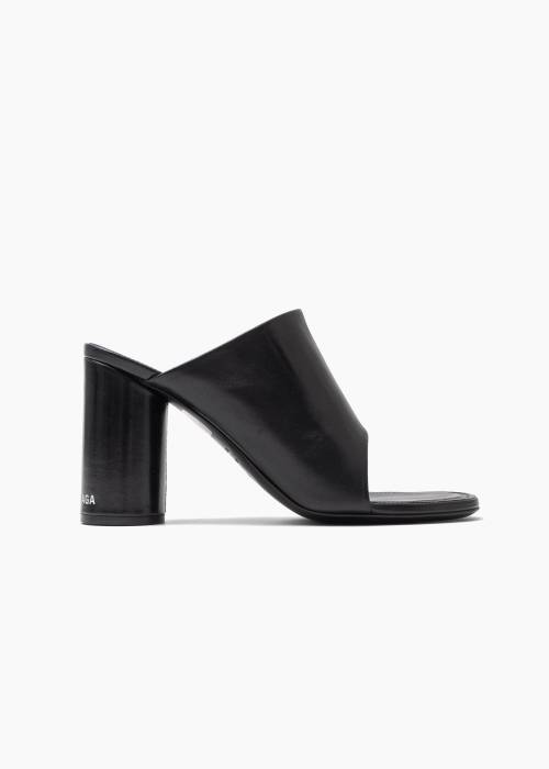 Black heeled mules