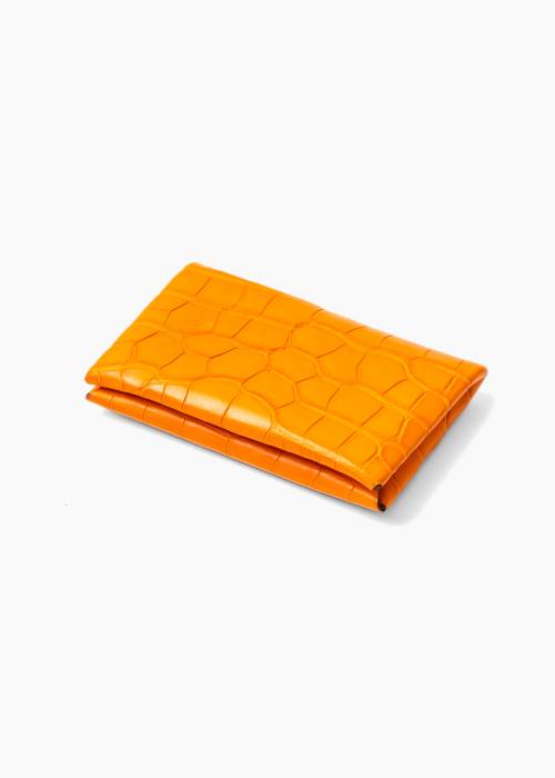 Porte-cartes orange en alligator