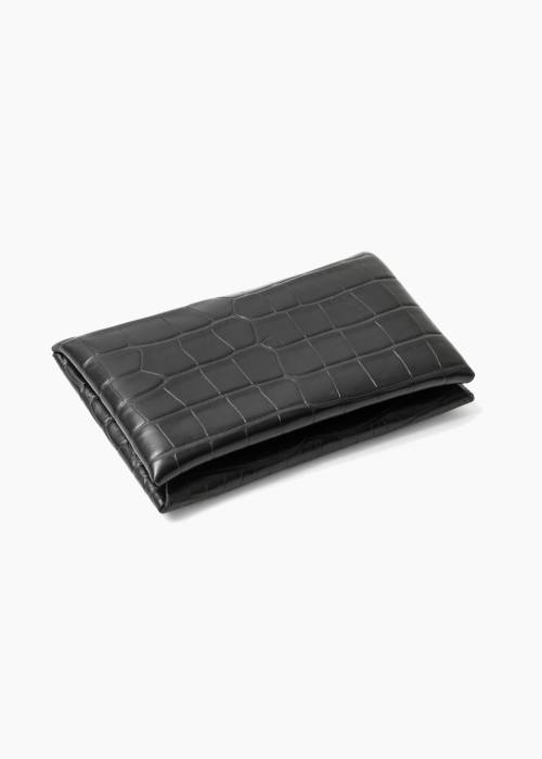 Calvi black alligator card holder