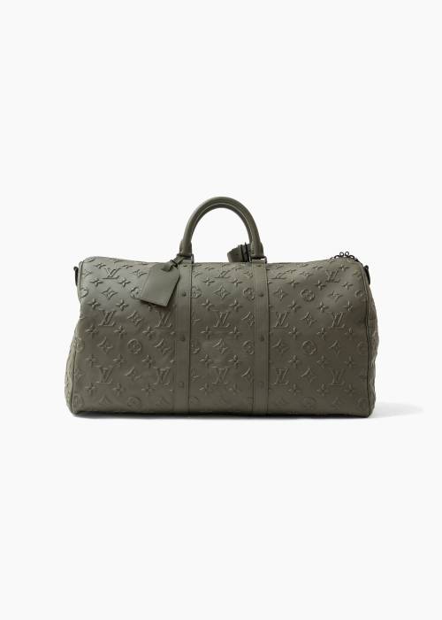 Keepall bag in khaki leather