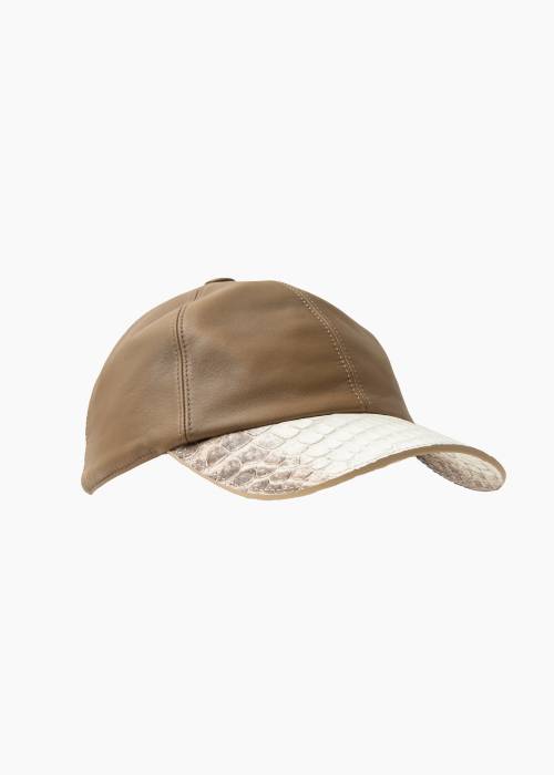 Casquette pour homme en cuir d'agneau et de crocodile