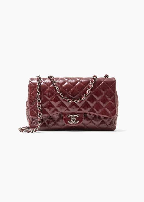 Sac en cuir bordeaux brillant