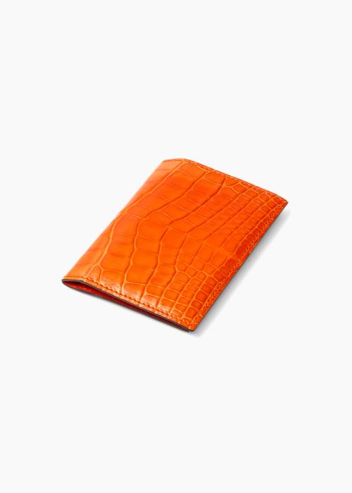 Porte-cartes orange en alligator