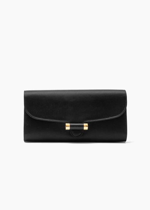 Muse black satin clutch bag