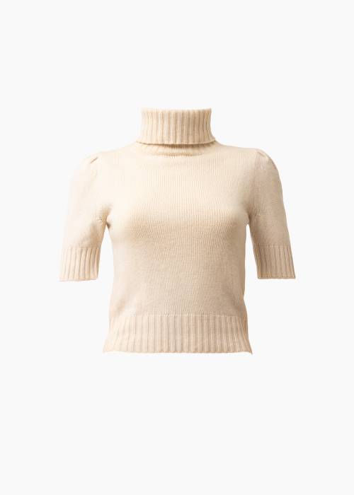 Ecru Pullover mit Rollkragen