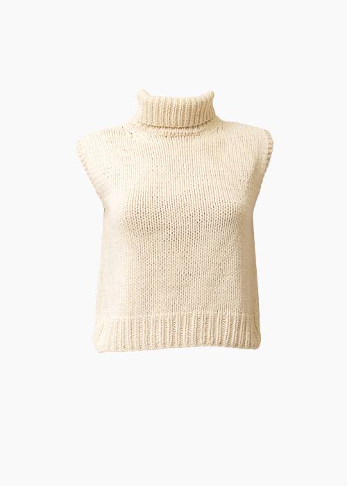 Ärmelloser Pullover mit Rollkragen