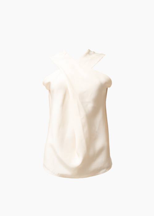 Off white silk sleeveless top