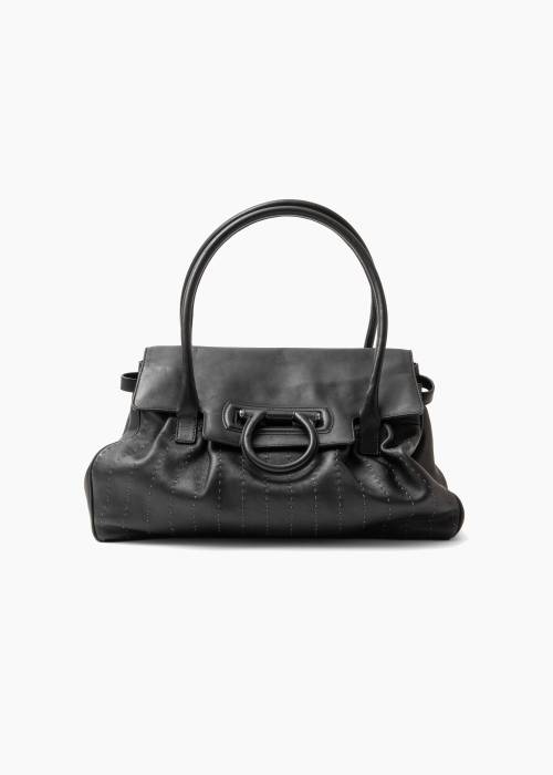 Black leather shoulder bag