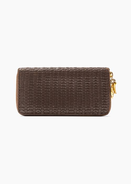 Brown woven leather wallet