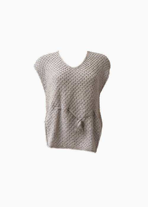 Pull sans manches gris en lin et coton