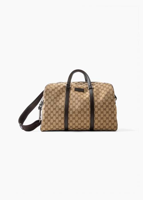 Boston Duffle beige and brown travel bag